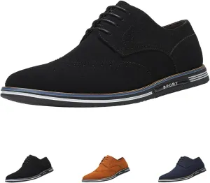 Men's Vintage Suede Wingtip Carving Casual Shoes,Trendy Classic Comfy Lace-up Non-Slip Business Dress Oxfords Sneakers