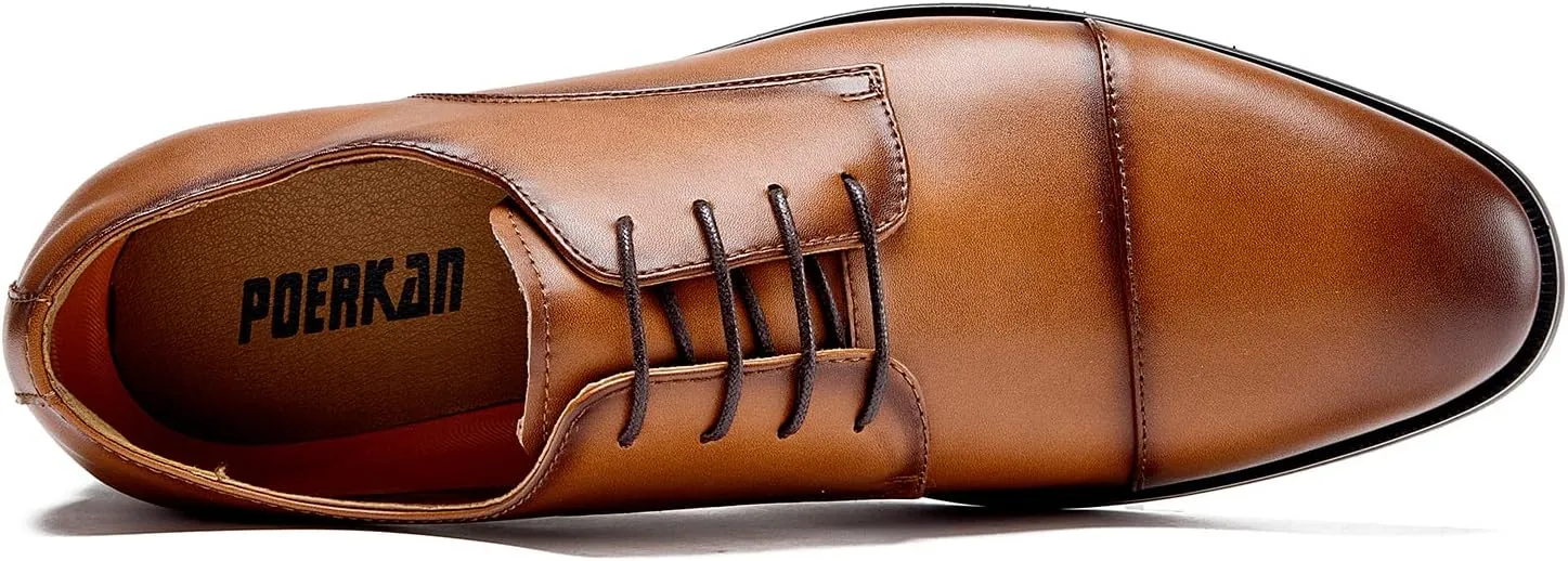 Men's Wingtip Dress Shoes Classic Italy Formal Oxford Shoes Modern Cap Toe Derby Shoes