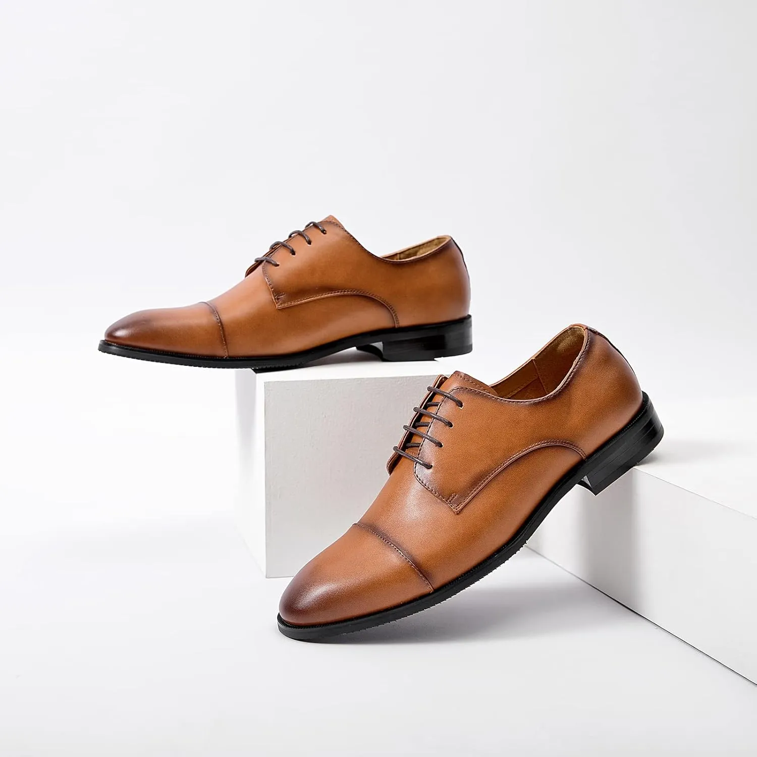 Men's Wingtip Dress Shoes Classic Italy Formal Oxford Shoes Modern Cap Toe Derby Shoes
