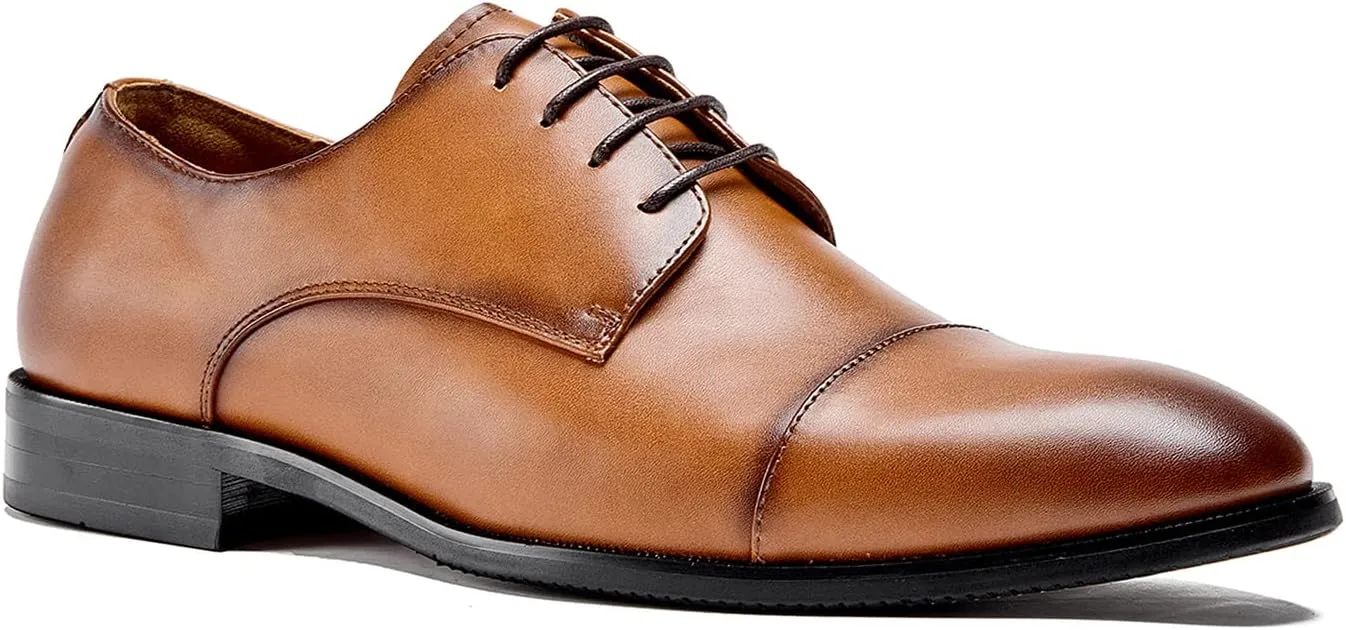 Men's Wingtip Dress Shoes Classic Italy Formal Oxford Shoes Modern Cap Toe Derby Shoes