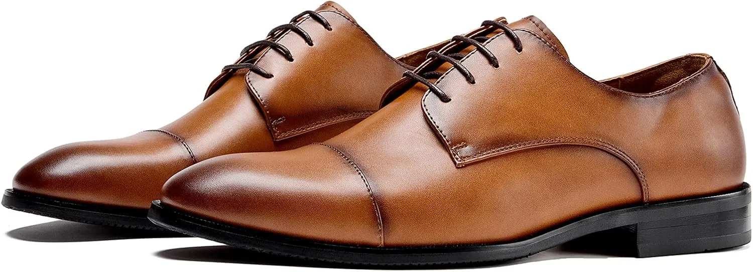 Men's Wingtip Dress Shoes Classic Italy Formal Oxford Shoes Modern Cap Toe Derby Shoes