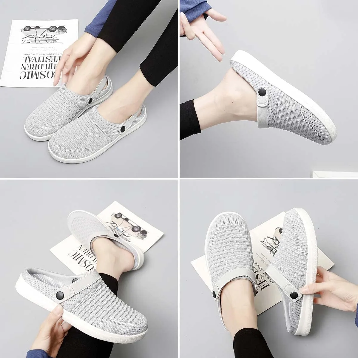 Men's Women's Summer Flat Sole Light Weight Breathable Mesh Quick Dry Beach Slippers Anti-Slip Garden Sandals Clogs Shoes Indoor Outdoor