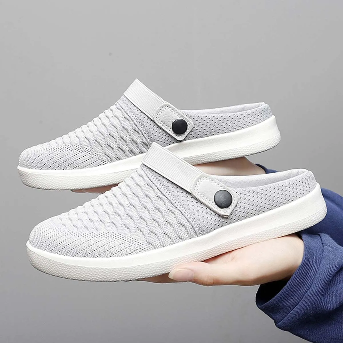 Men's Women's Summer Flat Sole Light Weight Breathable Mesh Quick Dry Beach Slippers Anti-Slip Garden Sandals Clogs Shoes Indoor Outdoor