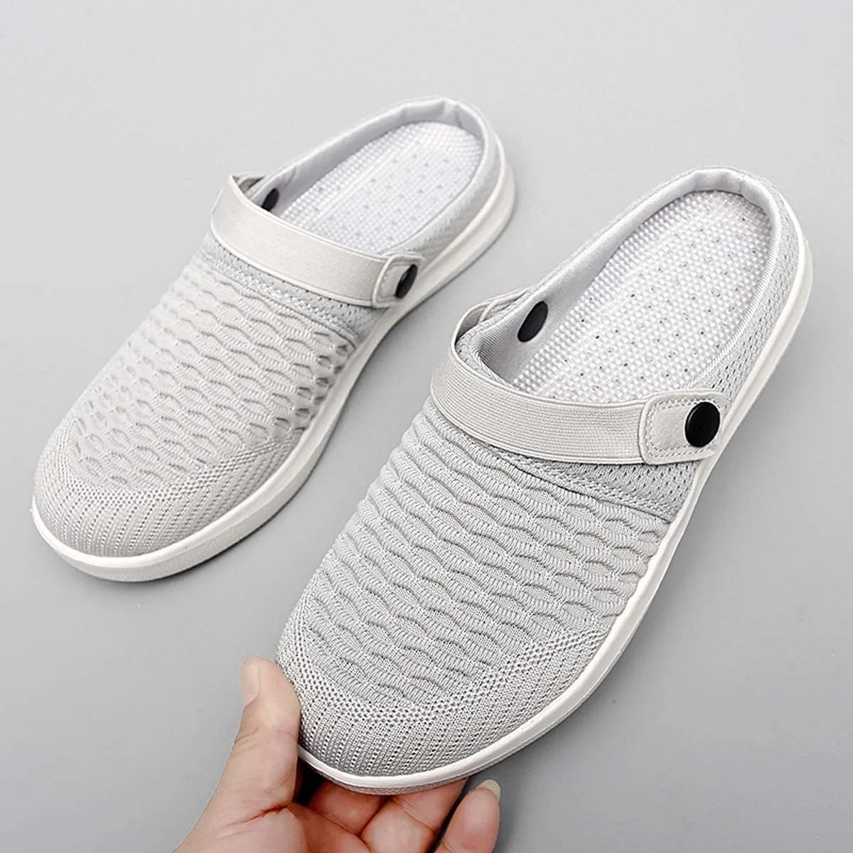 Men's Women's Summer Flat Sole Light Weight Breathable Mesh Quick Dry Beach Slippers Anti-Slip Garden Sandals Clogs Shoes Indoor Outdoor
