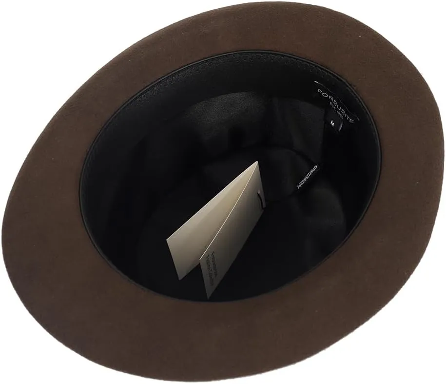 Men's Wool Bowler Hats - Felt Derby Dress Hat - Rolled Brim Fedora with Feather