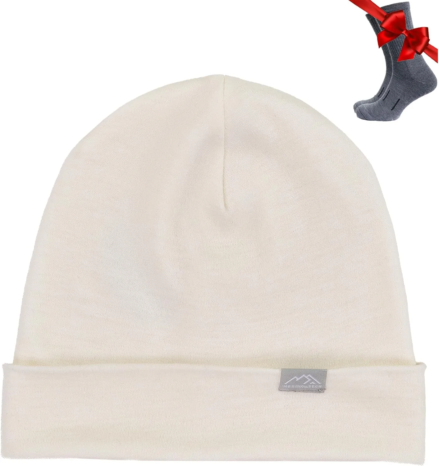 Merino Wool Beanie Men and Women – Cuff Merino Wool Hats for Men and Women - Unisex Adult Beanie Hat and Socks