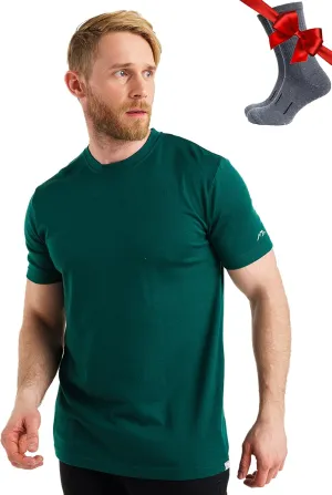 Merino Wool T-Shirt Mens - Merino Wool Undershirt Thermal Shirt for Men and Hiking Socks