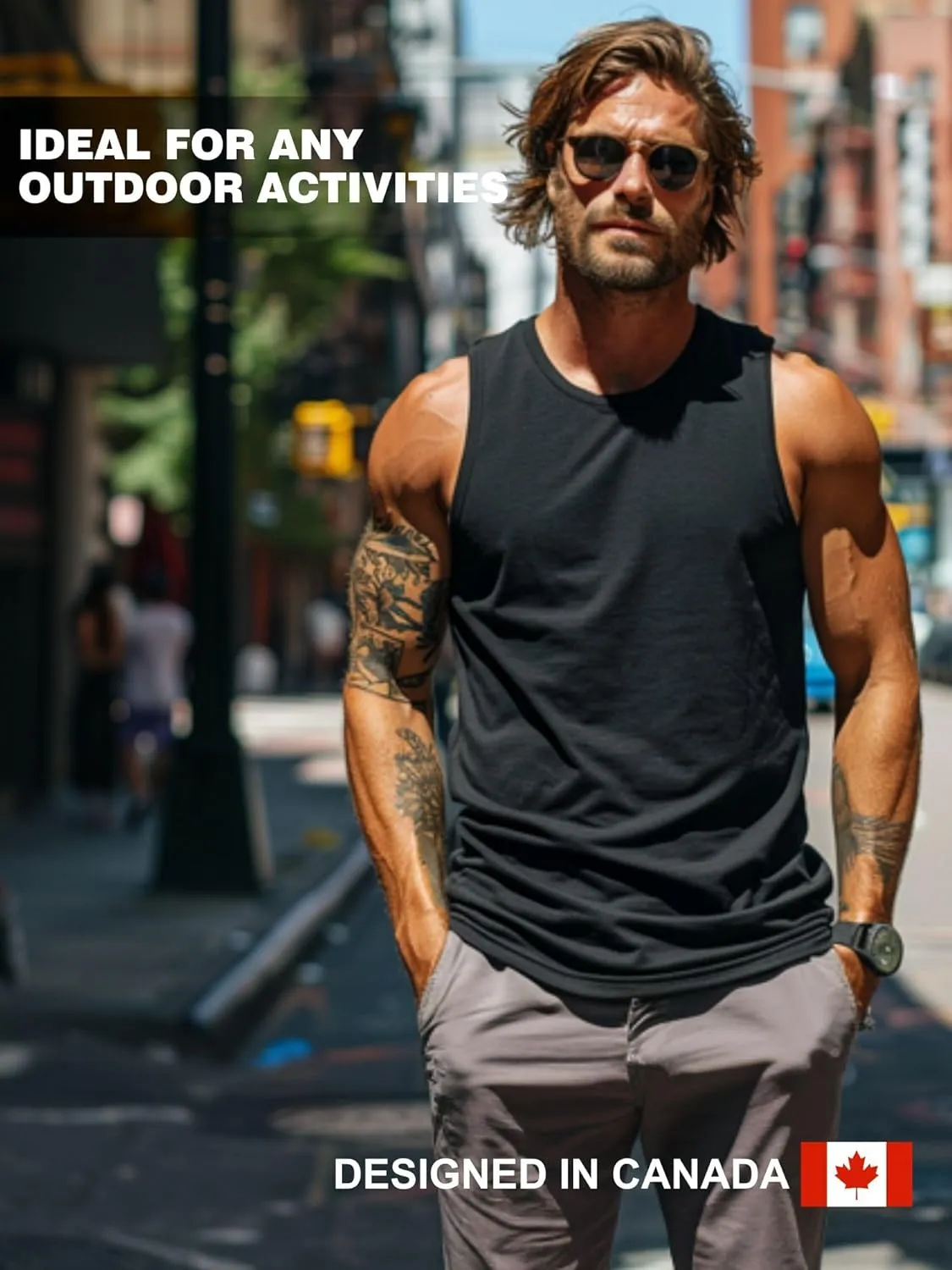 Merino Wool Tank Top Men - Active Merino Wool Undershirt Moisture Wicking Breathable Anti-Odor Lightweight Base Layer