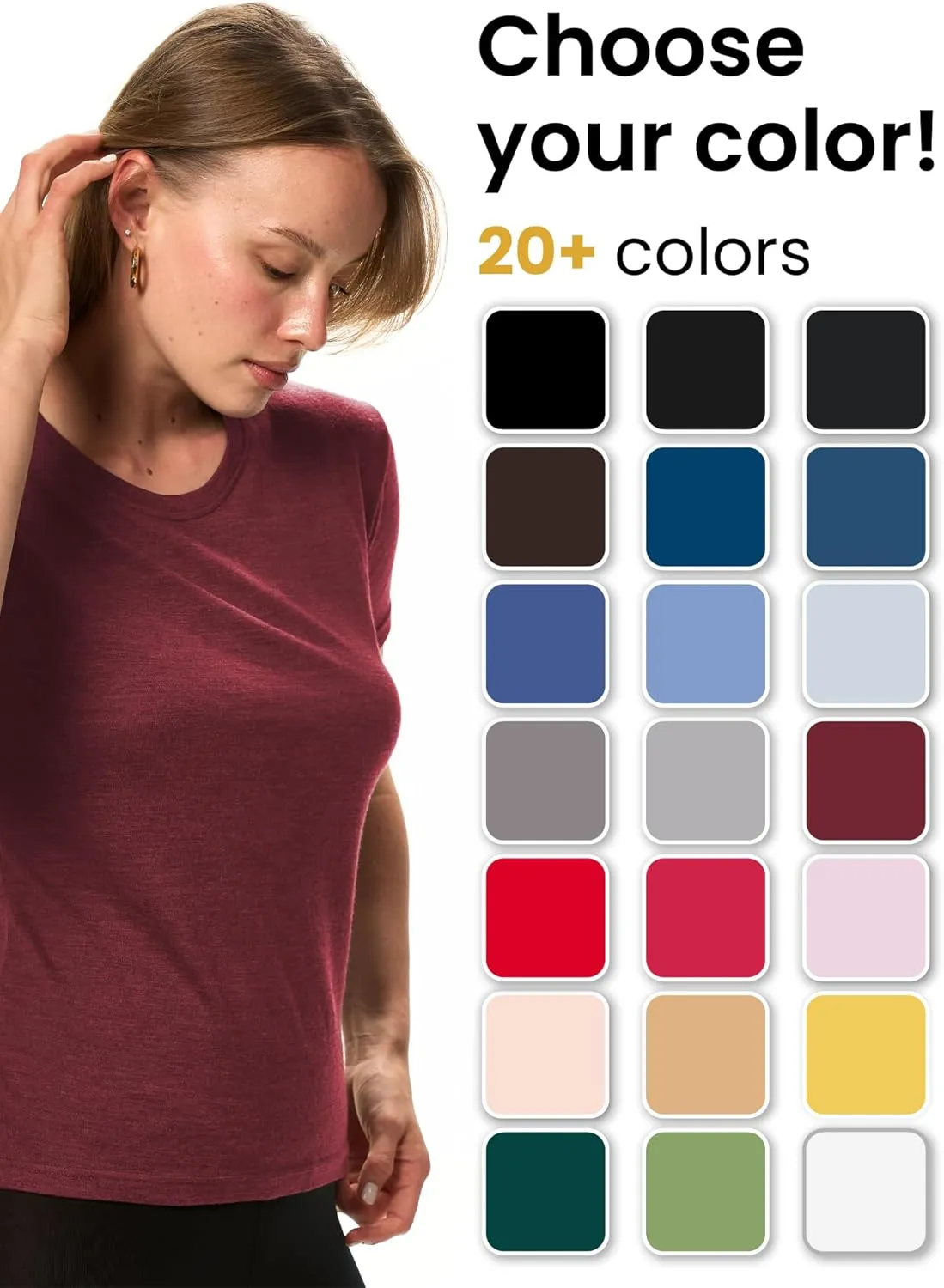 Merino.tech Merino Wool Base Layer Women Short Sleeve Tee