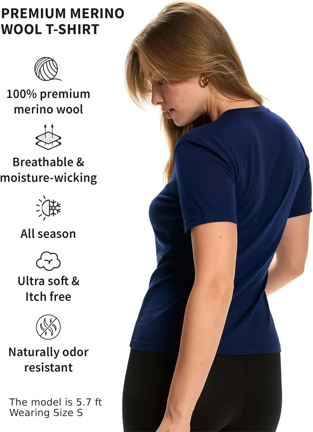 Merino.tech Merino Wool Base Layer Women Short Sleeve Tee