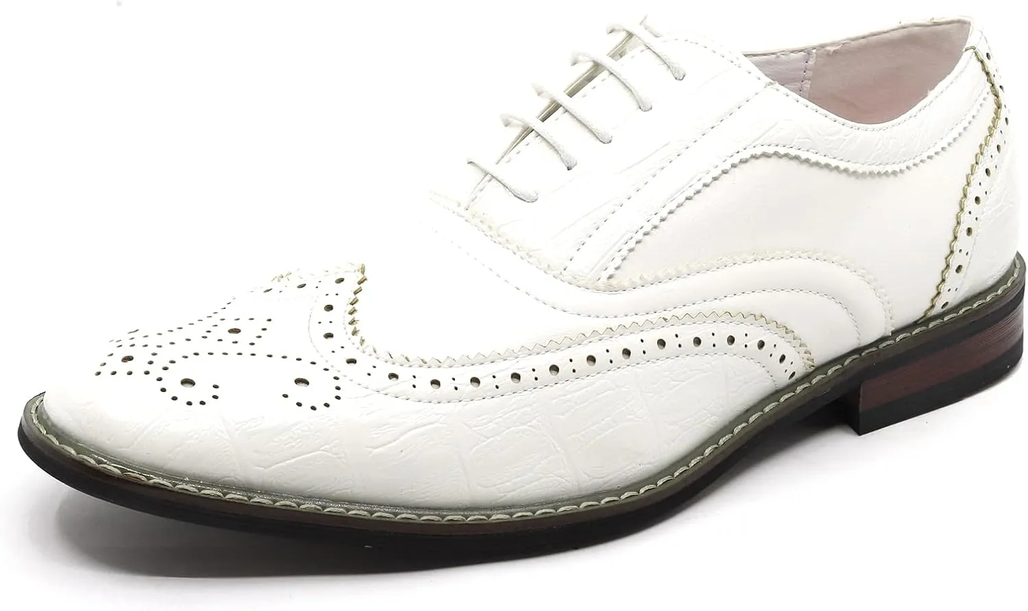 Metrocharm Frank-03 Men's Two Tone Perforated Wing Tip Lace Up Oxford Dress Shoes