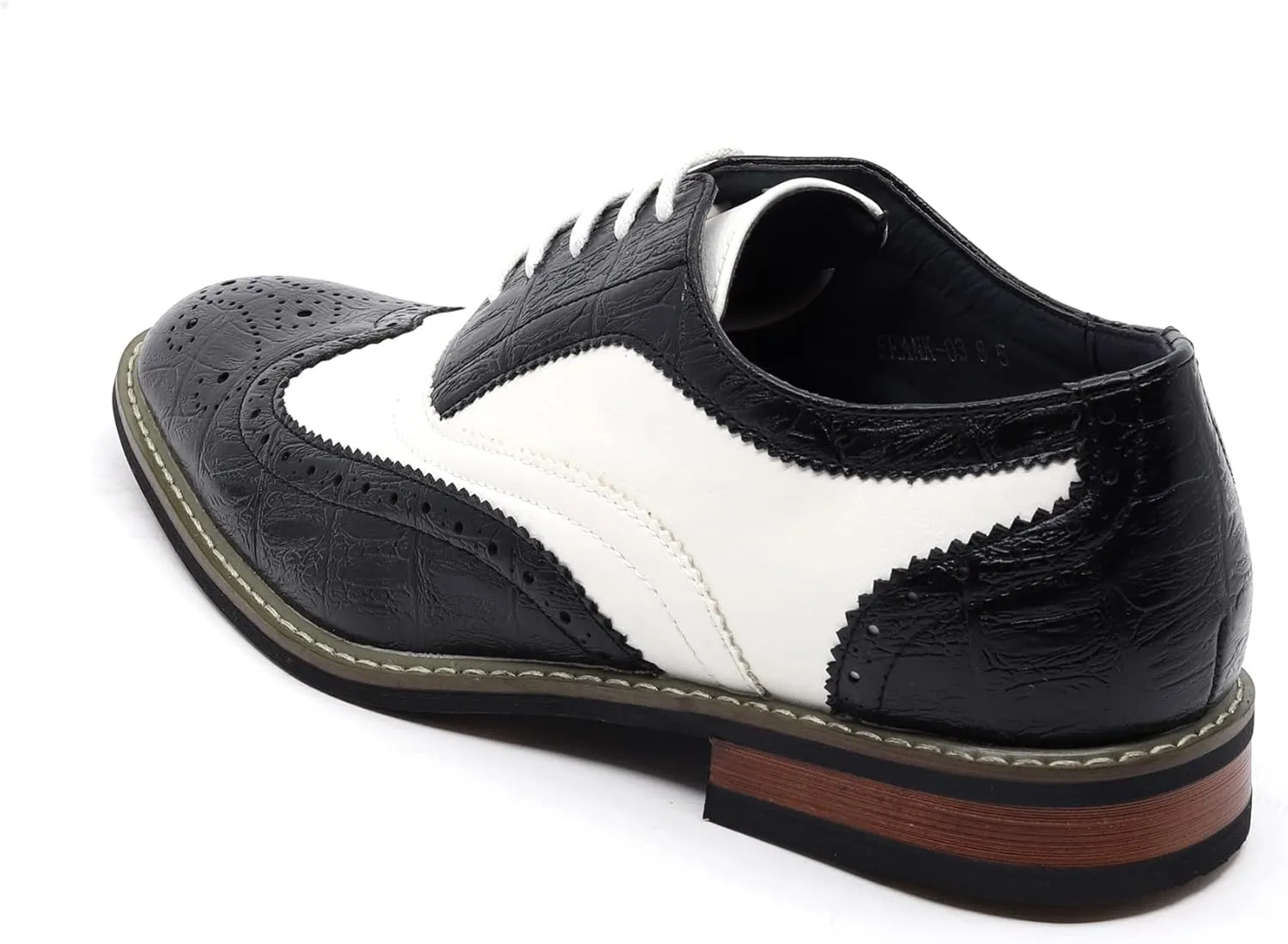 Metrocharm Frank-03 Men's Two Tone Perforated Wing Tip Lace Up Oxford Dress Shoes