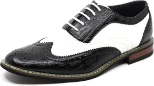 Metrocharm Frank-03 Men's Two Tone Perforated Wing Tip Lace Up Oxford Dress Shoes