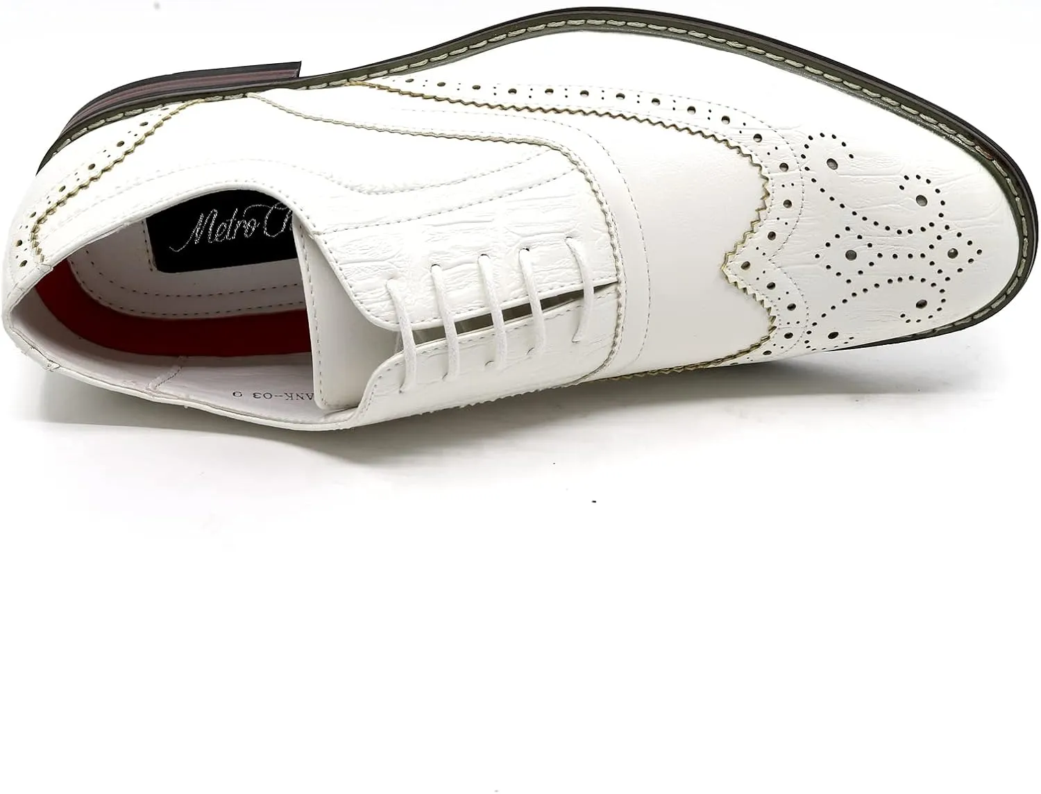 Metrocharm Frank-03 Men's Two Tone Perforated Wing Tip Lace Up Oxford Dress Shoes