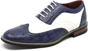 Metrocharm Frank-03 Men's Two Tone Perforated Wing Tip Lace Up Oxford Dress Shoes