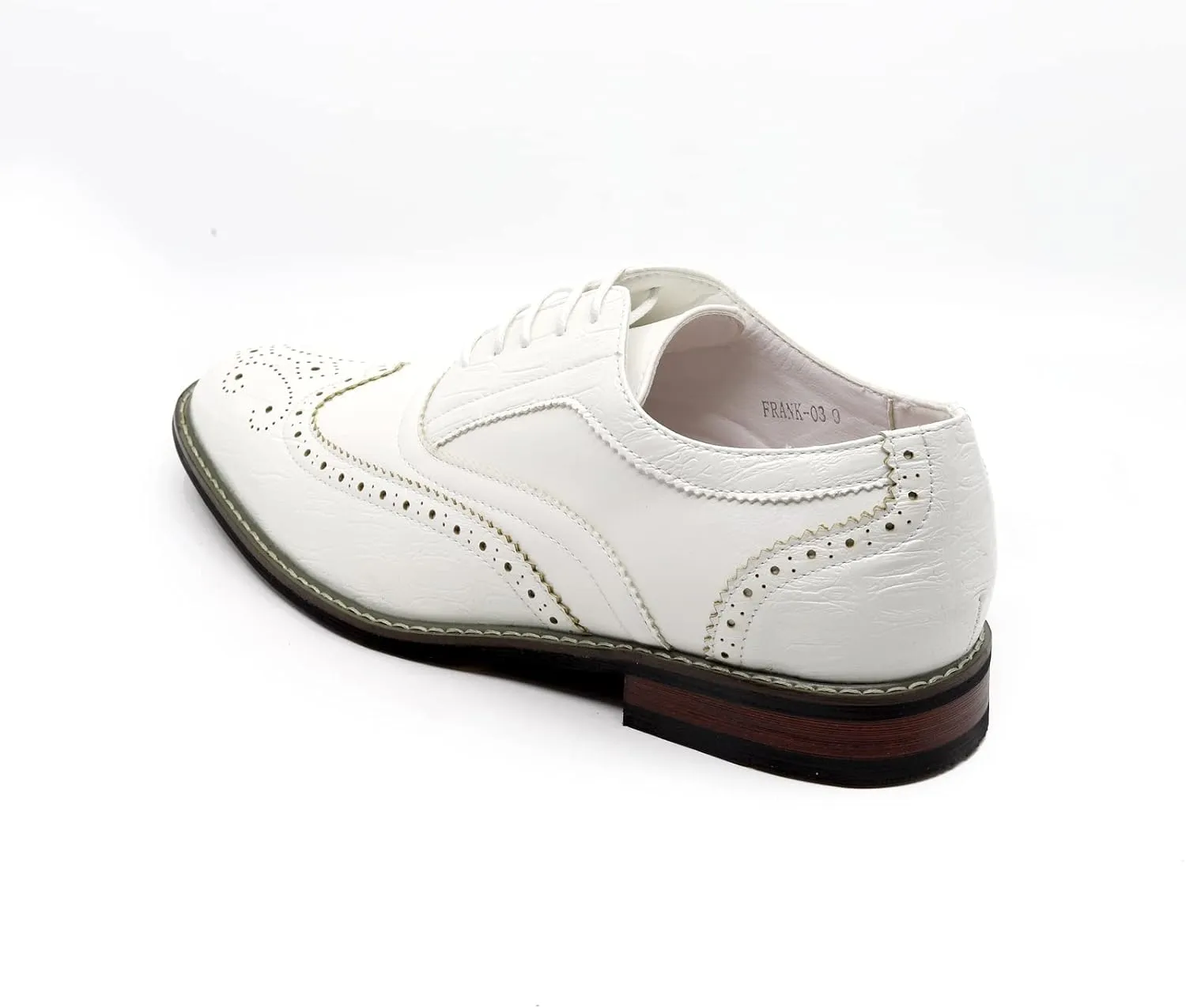Metrocharm Frank-03 Men's Two Tone Perforated Wing Tip Lace Up Oxford Dress Shoes