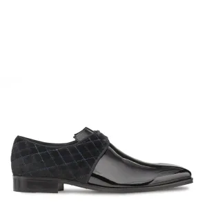 Mezlan S20307 Men's Shoes Black Velvet / Patent Leather Dress Derby (MZS3427)