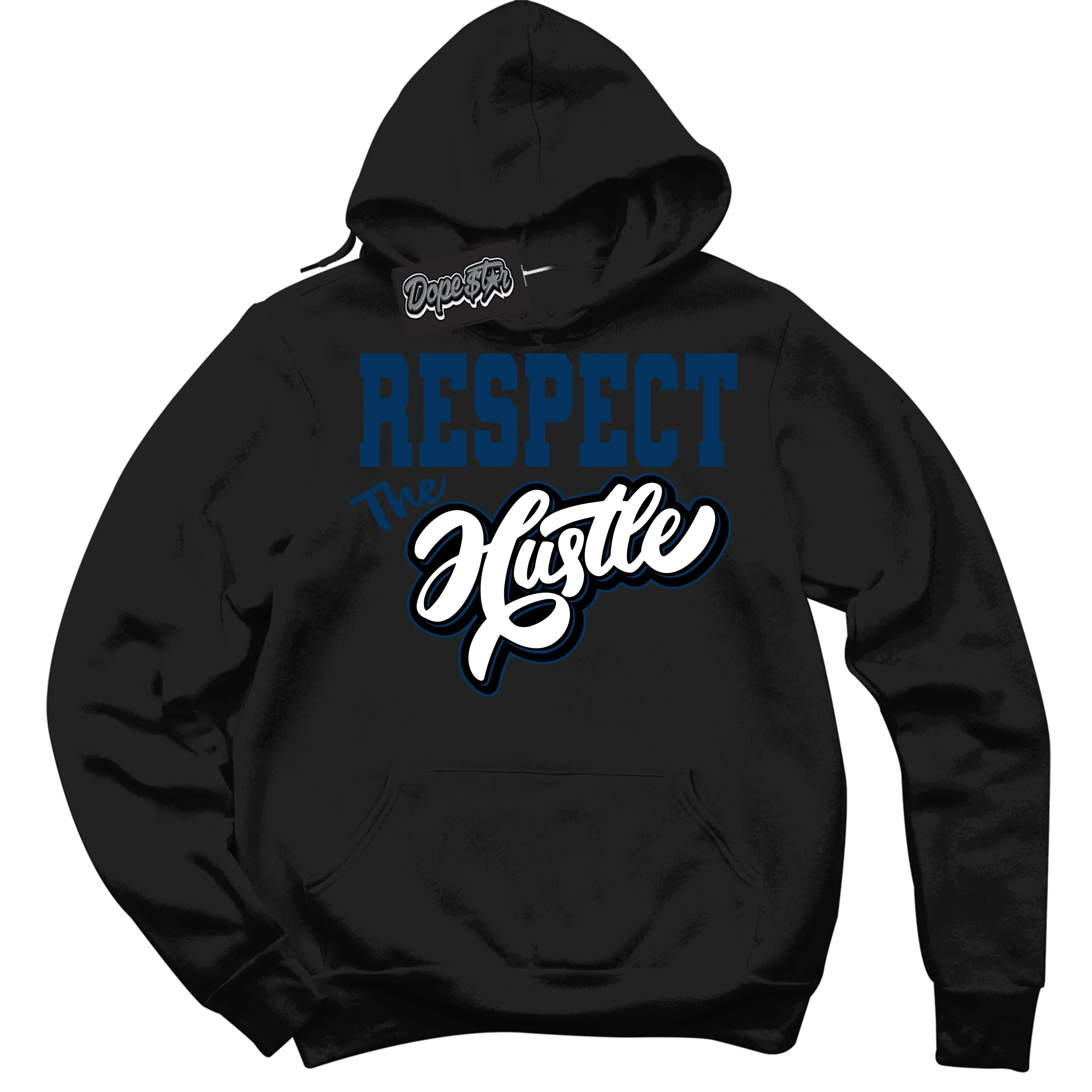 Midnight Navy 1s Sneaker Hoodie Respect The Hustle Graphic
