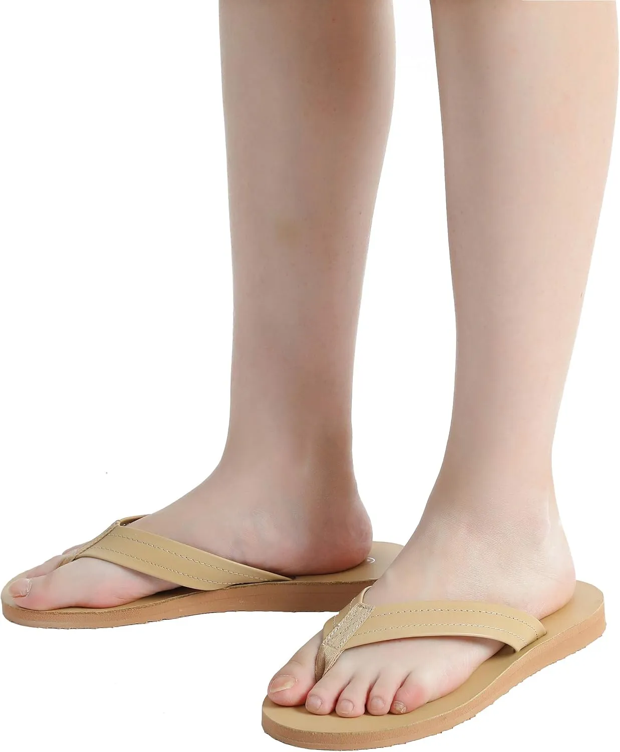 Millffy Womens Flip Flops Comfortable Beach Slides Leather Thongs Slippers Flat Comfy Casual Thin Strap Sandals
