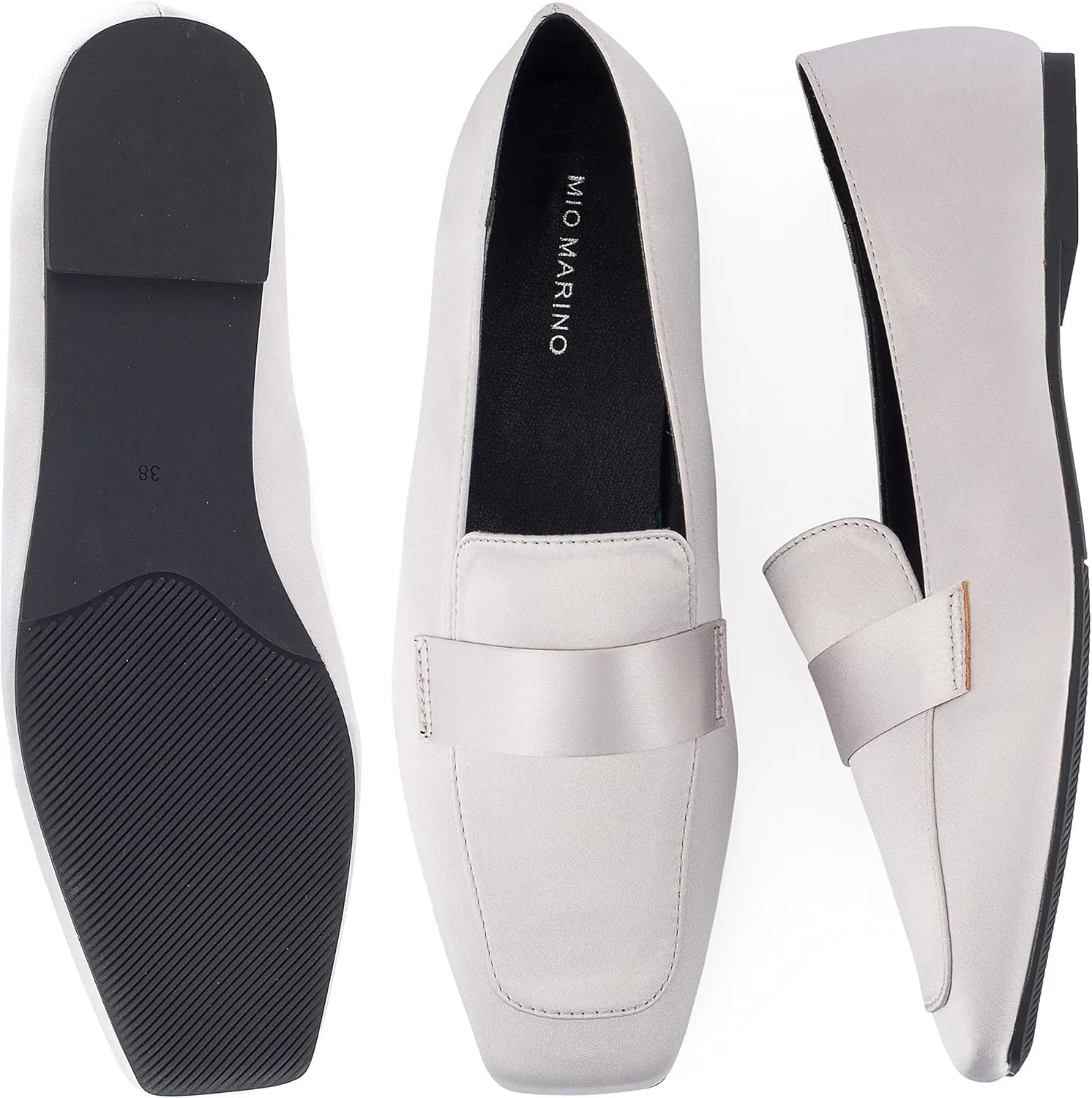 Mio Marino Comfortable Flat Dress Shoes for Women - Square Toe Satin Flats
