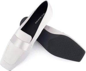 Mio Marino Comfortable Flat Dress Shoes for Women - Square Toe Satin Flats