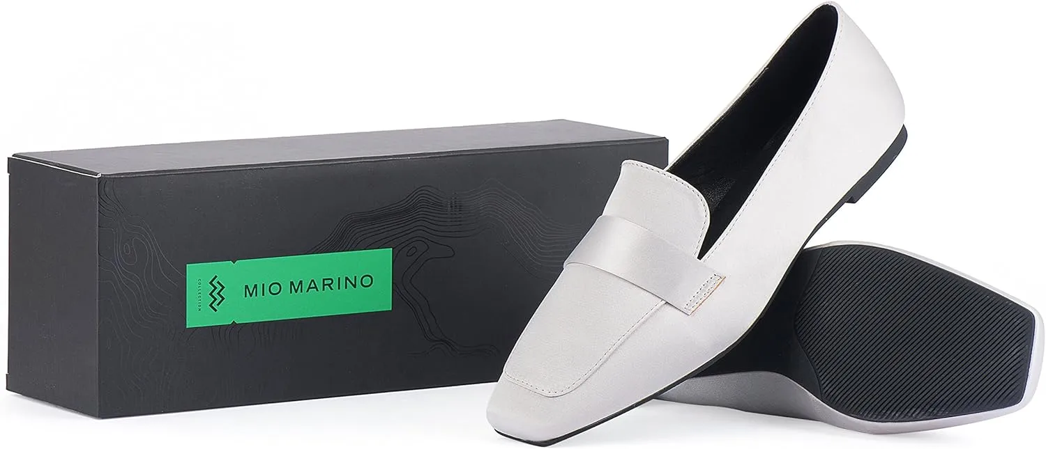 Mio Marino Comfortable Flat Dress Shoes for Women - Square Toe Satin Flats