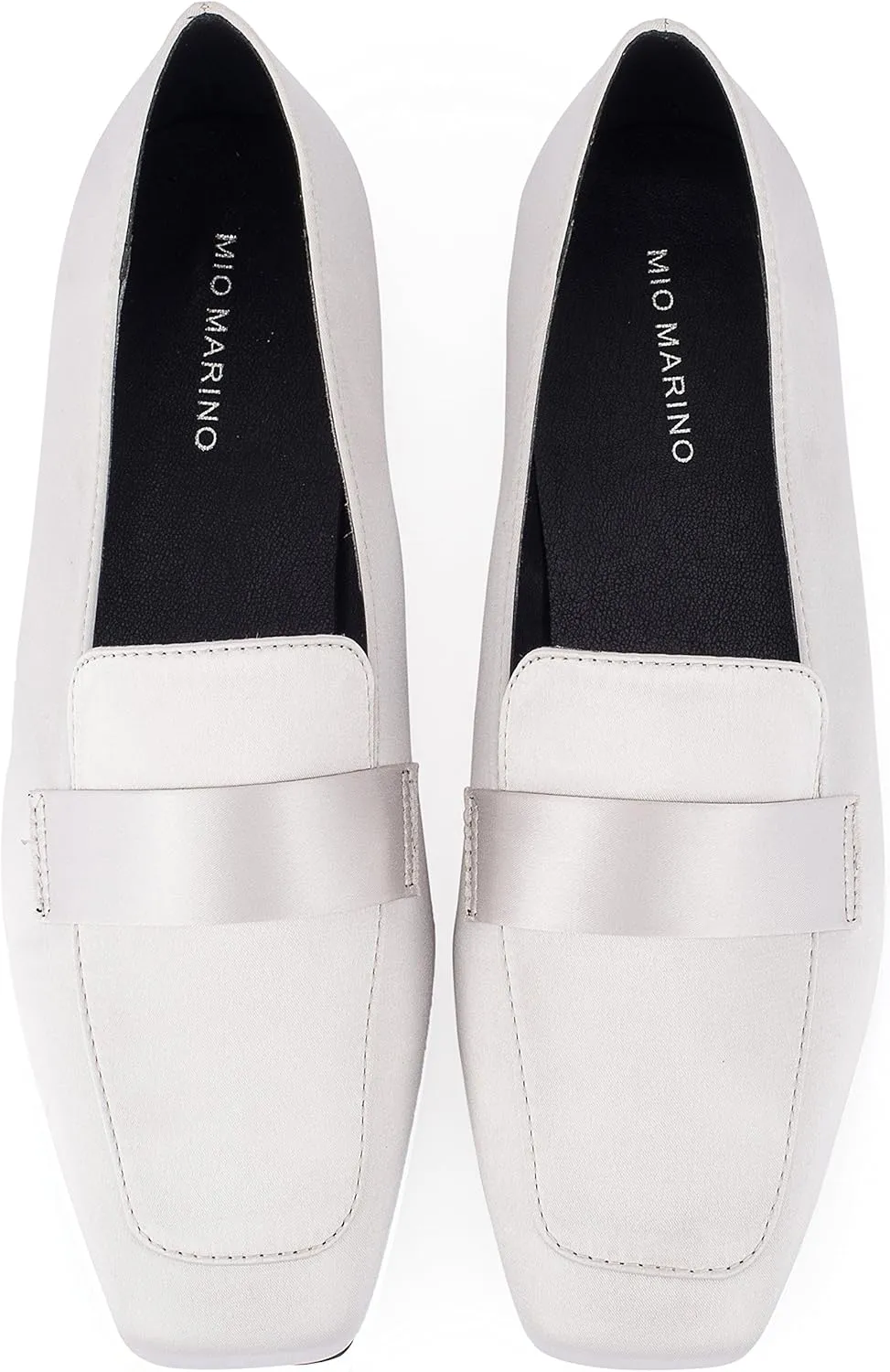 Mio Marino Comfortable Flat Dress Shoes for Women - Square Toe Satin Flats