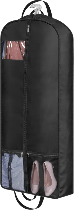 MISSLO 54" Long Garment Bags for Travel 6" Gusseted Dress Bags for Gowns Long 4 Handles Hanging Clothes Bag with Pocket Dress Cover for Gowns, Suits, Coats