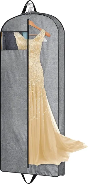 MISSLO 60" Heavy Duty Long Garment Bags for Travel Monogrammed Dress Bag Waterproof Oxford Fabric Wedding Dress Cover for Gowns, Winter Coats, Suits