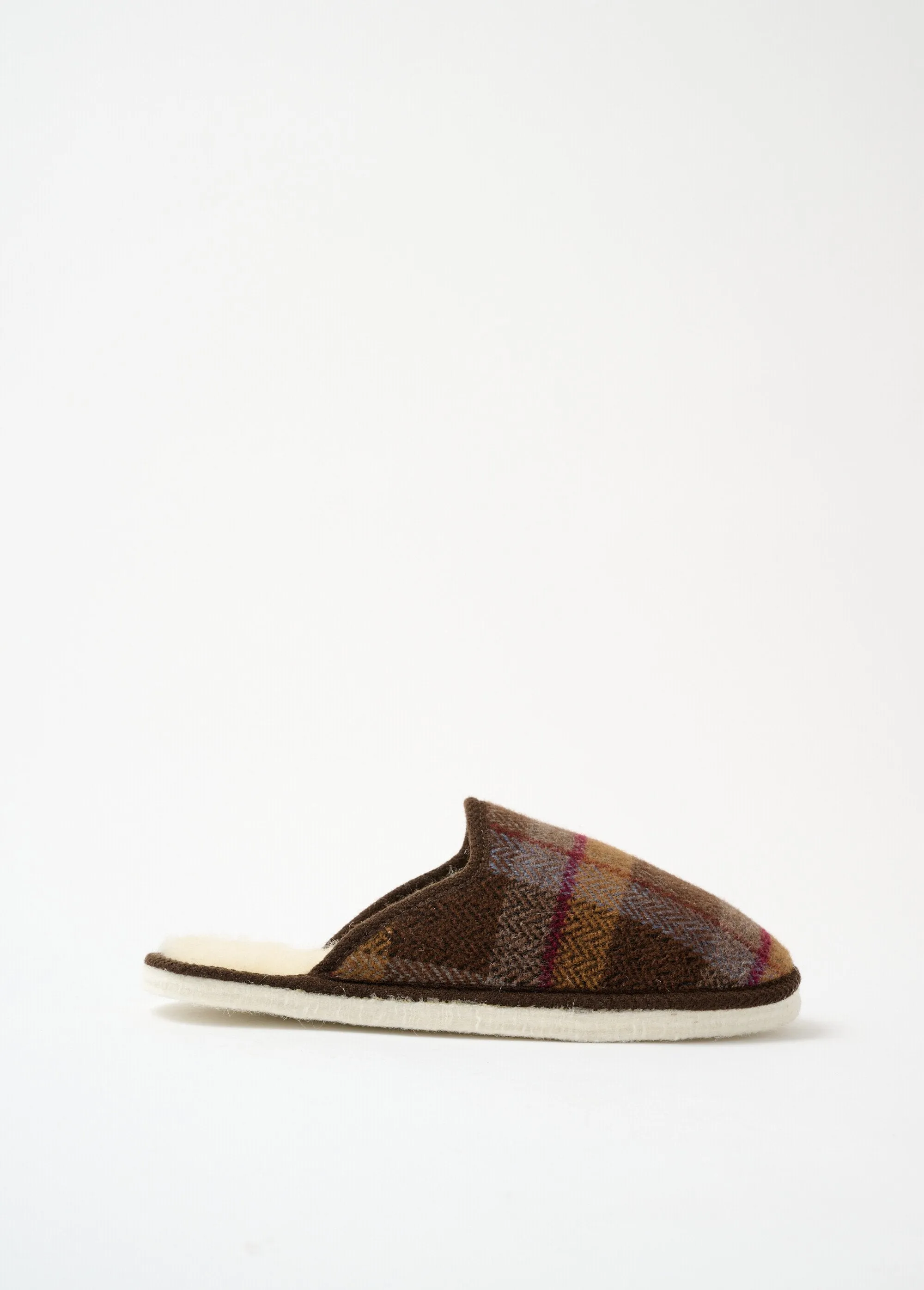 Mixed mule slippers in tartan fabric