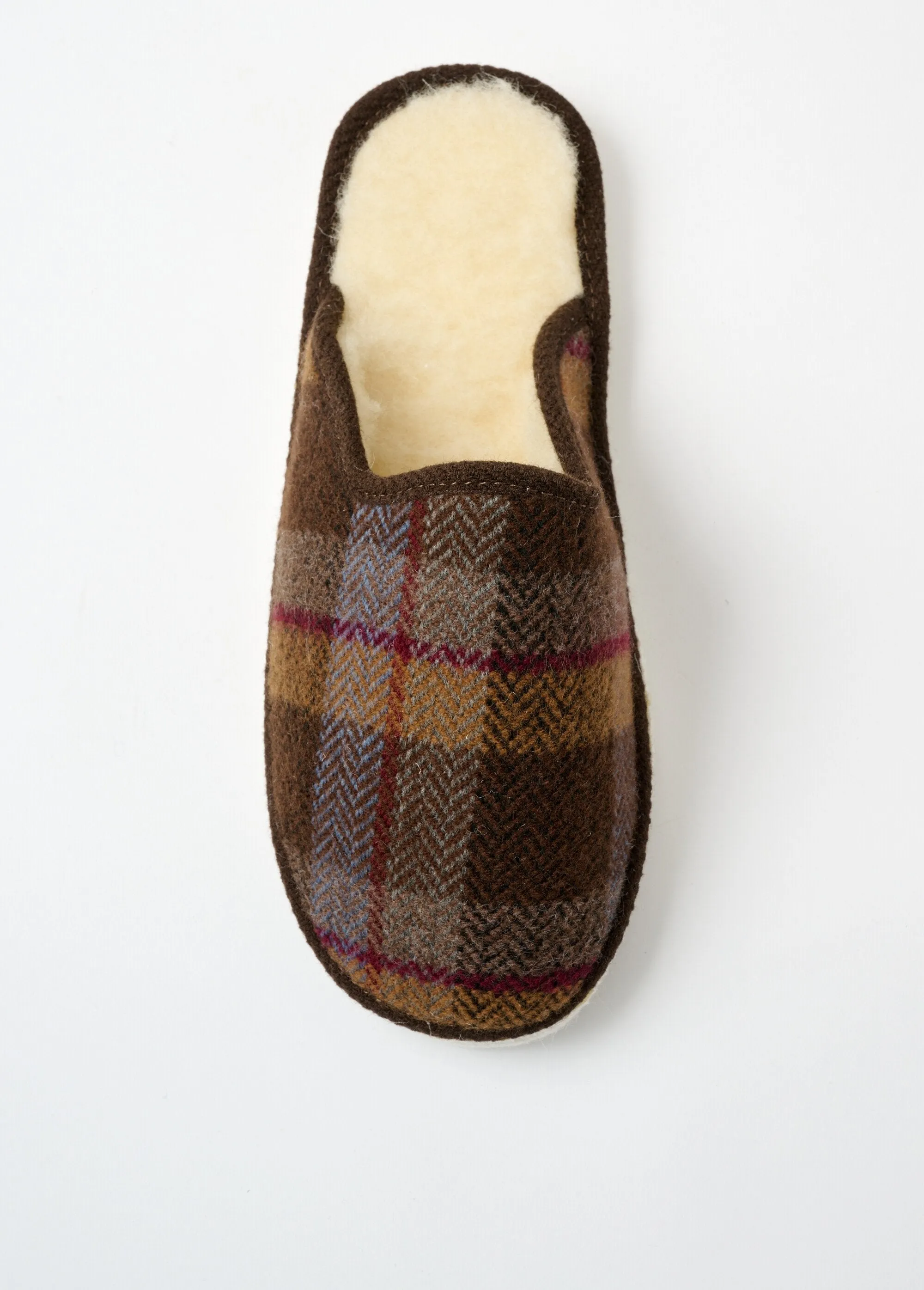 Mixed mule slippers in tartan fabric