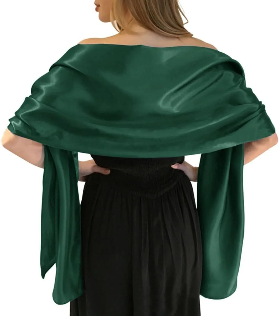 MLMW Shawls and Wraps for Evening Dresses Satin Shawl Wraps for Women Extra Long Wedding Shawls for Bridal Party