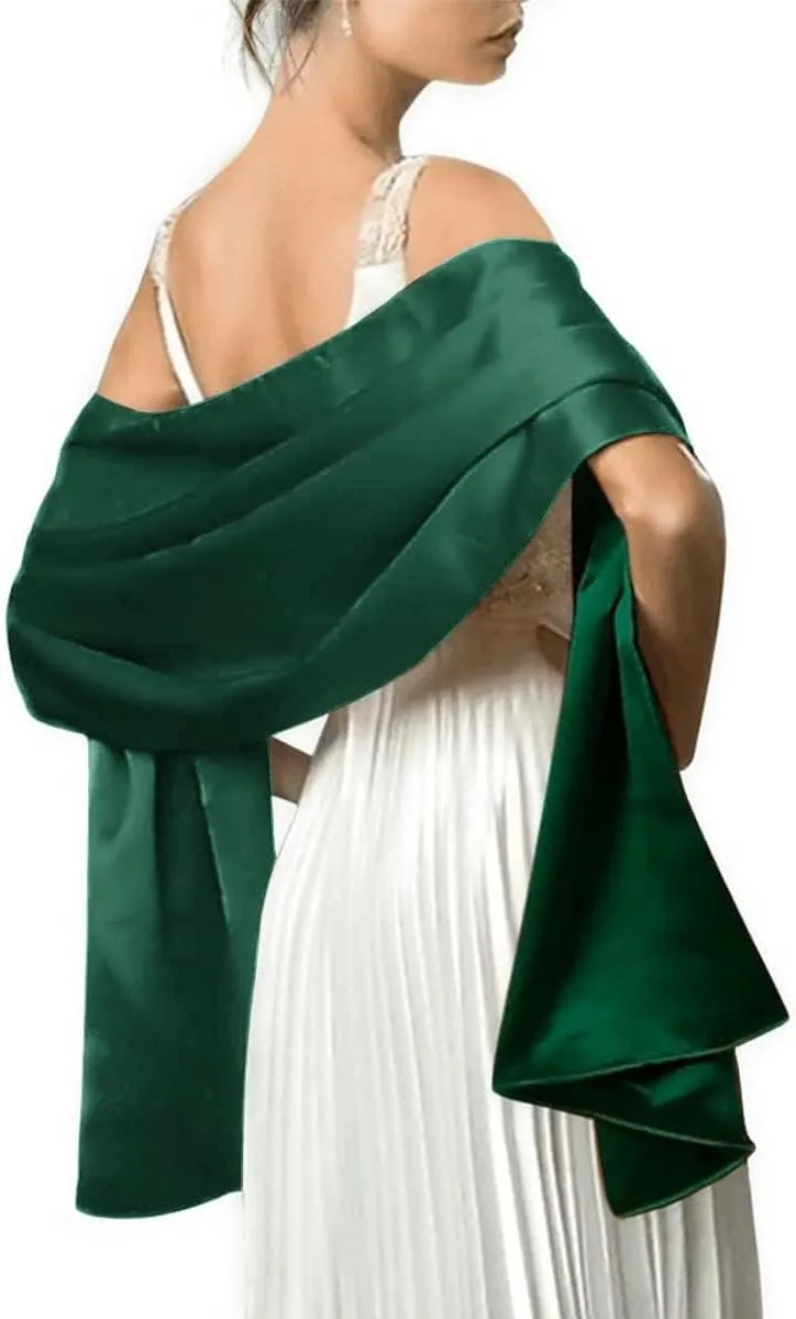 MLMW Shawls and Wraps for Evening Dresses Satin Shawl Wraps for Women Extra Long Wedding Shawls for Bridal Party
