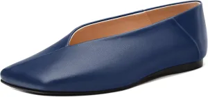 MODENCOCO Womens Flats Square Toe Ballet Flat for Women Loafers Flats Dress Shoes Comfortable Business Casual Work Shoes