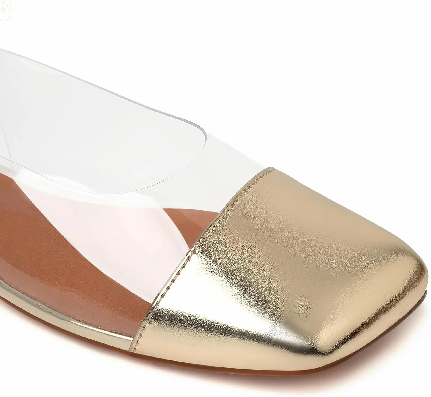 Mofirdast Patent Leather Clear Strap Square Toe Slingback Pumps, Multi-Color Low Block Heel Dress Shoes for Women Work Weddings Parties