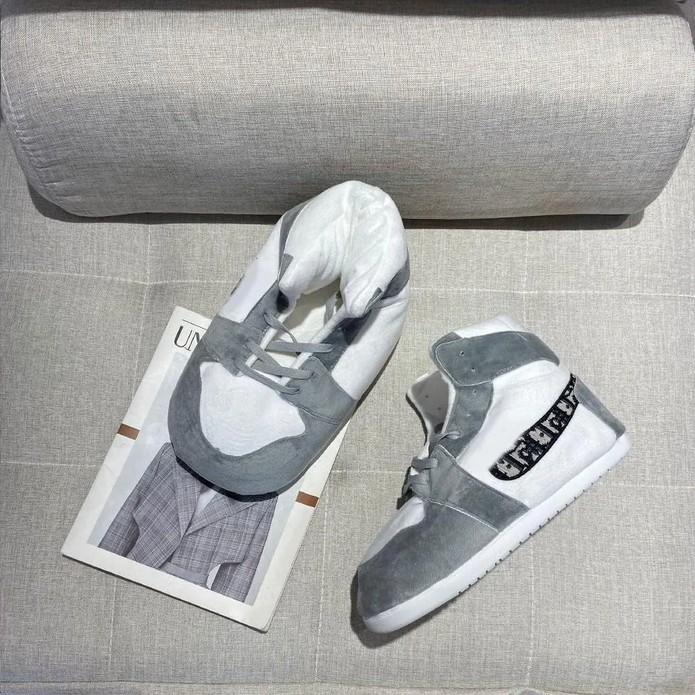 MOLERFO High Top Sneaker Slippers Unisex One-Size Ultra Comfy and Cozy House Fluffy Jordan Like Slippers for Men and Women