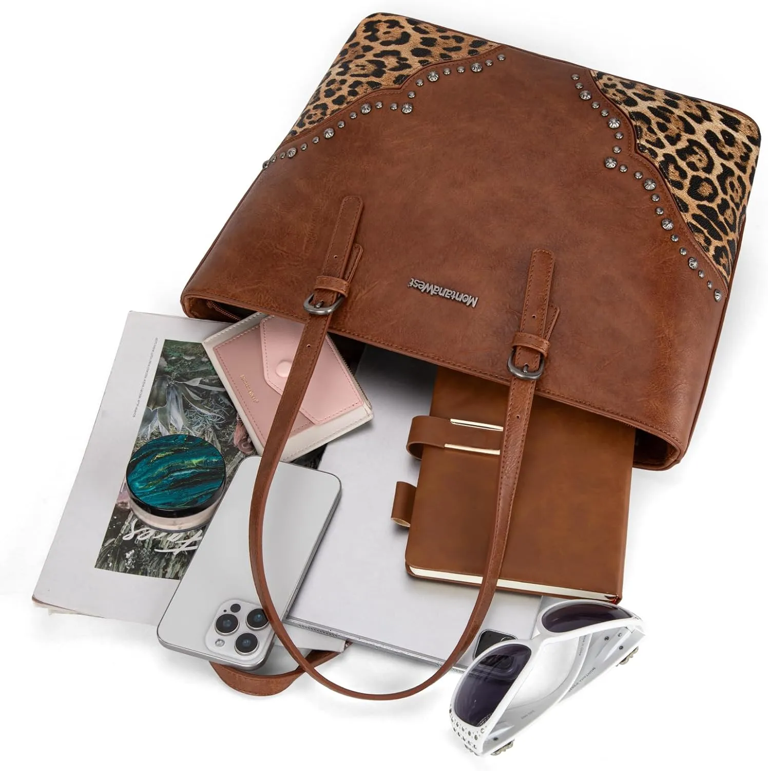 Montana West Purses for Women Tote Bag 3Pcs Set Leopard Print Satchel Handbags