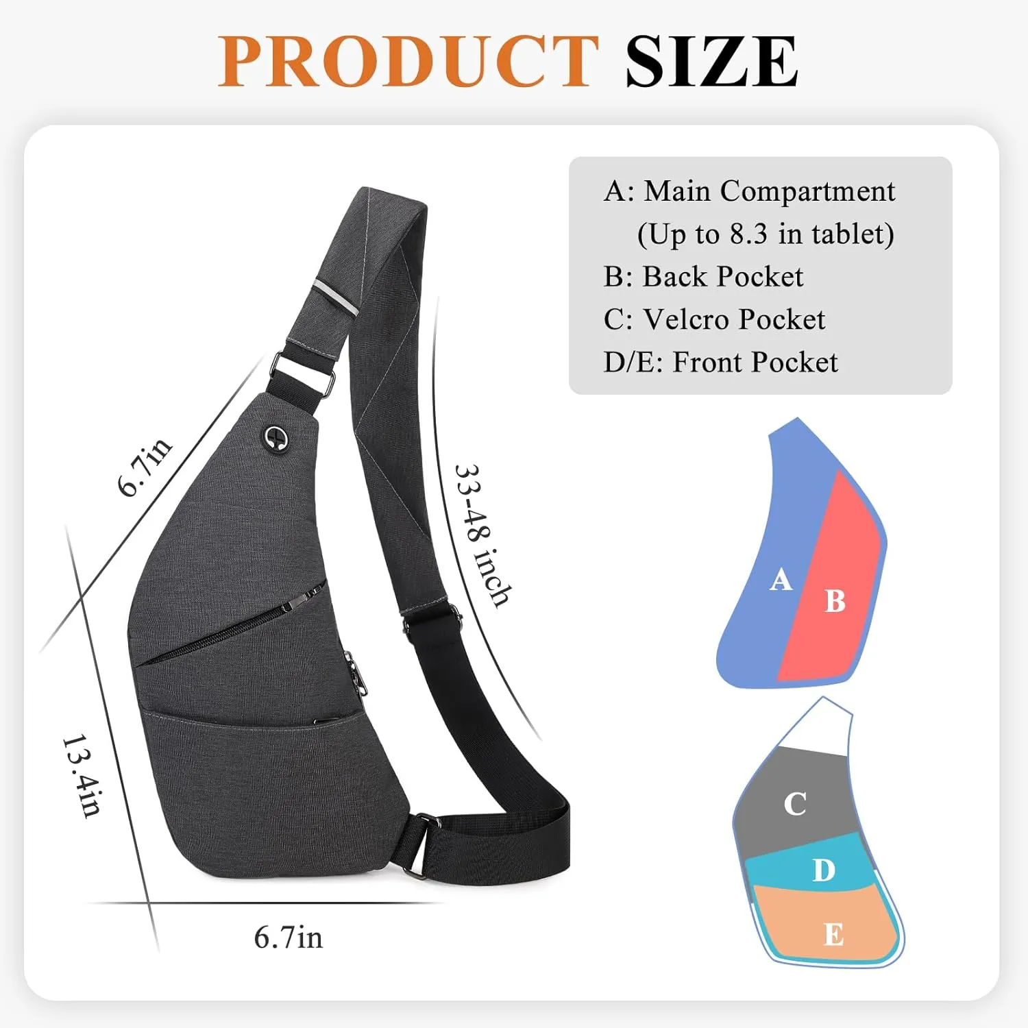 MOONBABY Anti Theft Crossbody Bag for Women Men, Travel Anti Theft Crossbody Sling Bag Shoulder Bag for Casual, Dark Grey