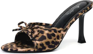 Mostrin Kitten Heels for Women Round Toe Heels With Bow Vintage Mules Sexy Slip on Stiletto Backless Sandals for Party Daily