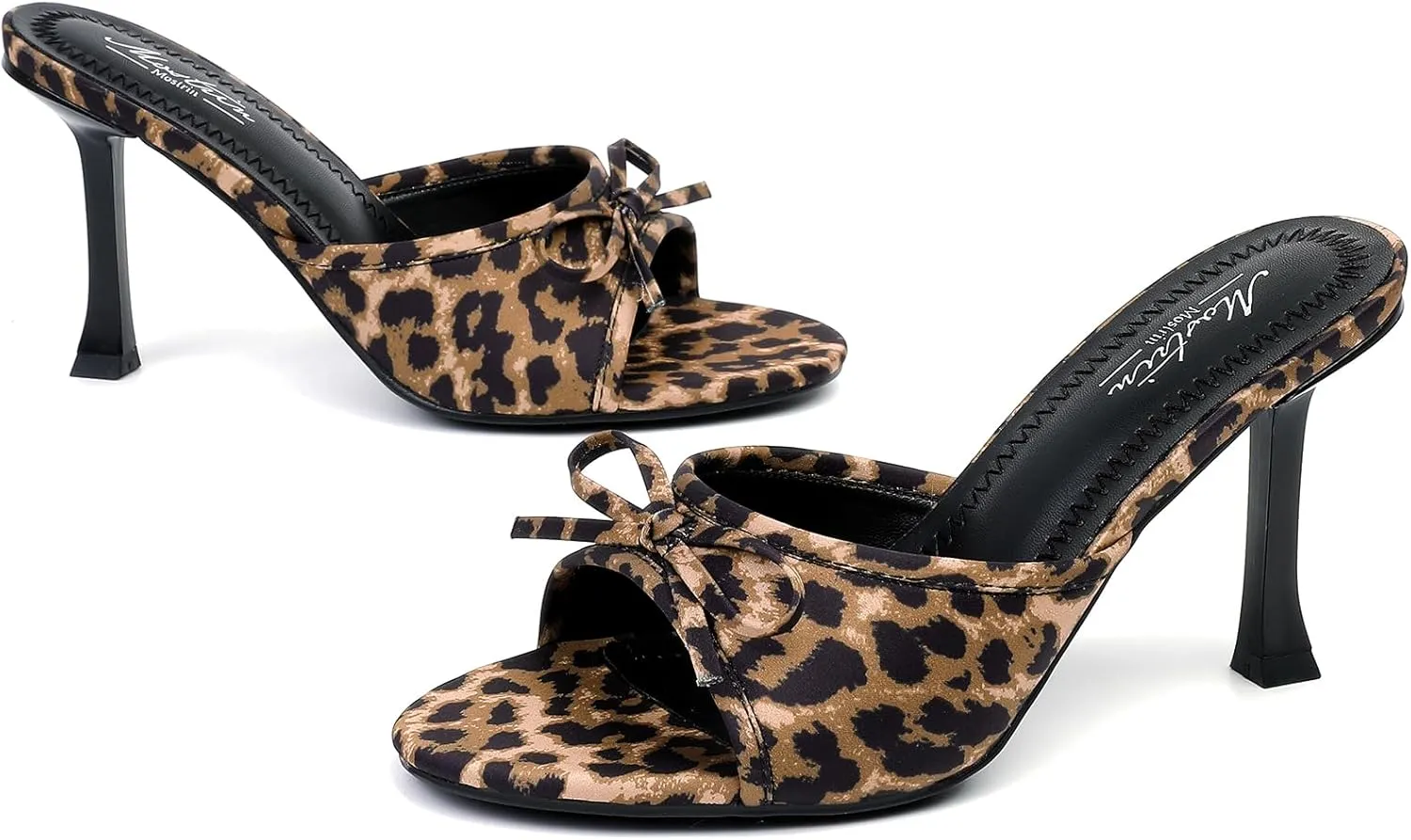 Mostrin Kitten Heels for Women Round Toe Heels With Bow Vintage Mules Sexy Slip on Stiletto Backless Sandals for Party Daily