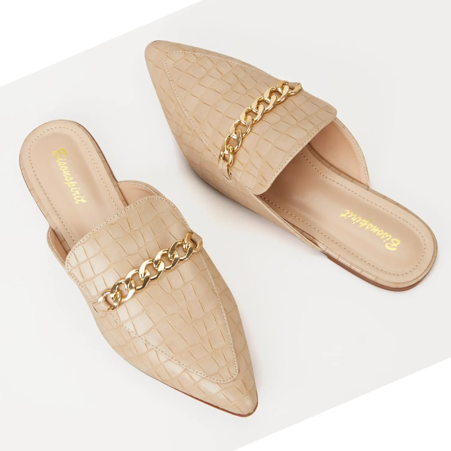 Mules for Women Flats Pointed Toe Slip On Slides Loafer Shoes