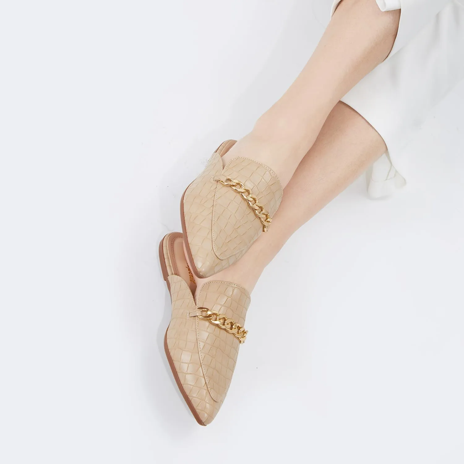 Mules for Women Flats Pointed Toe Slip On Slides Loafer Shoes