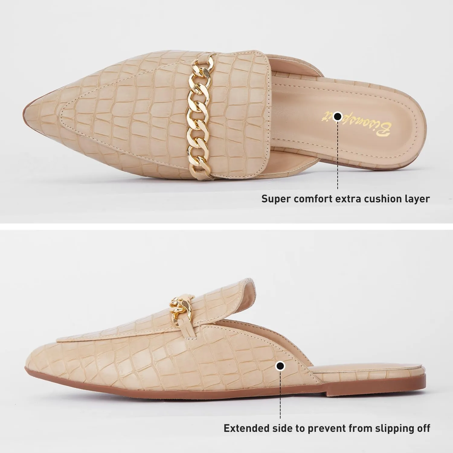 Mules for Women Flats Pointed Toe Slip On Slides Loafer Shoes