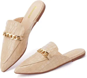 Mules for Women Flats Pointed Toe Slip On Slides Loafer Shoes