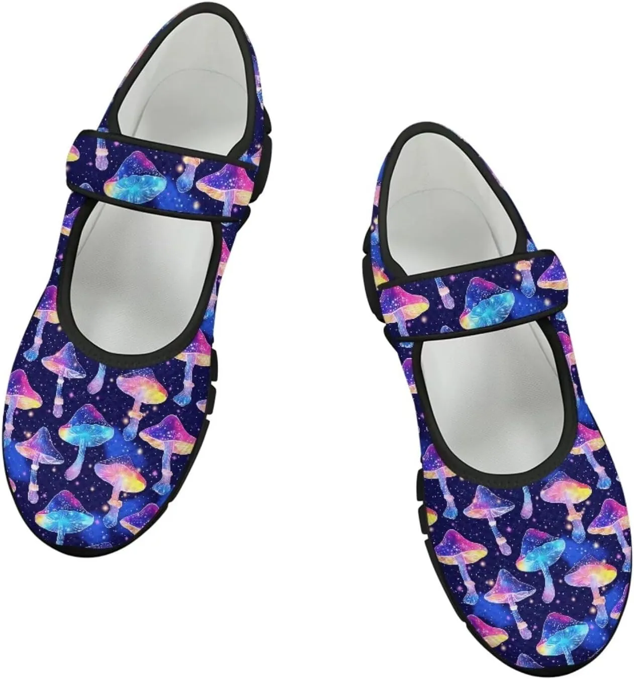 Mushroom Pattern Flat Casual Womens Shoes Breathable Slip On Adjustable Soft Diabetic Shoes for Neuropathy Comfort All Day Wear