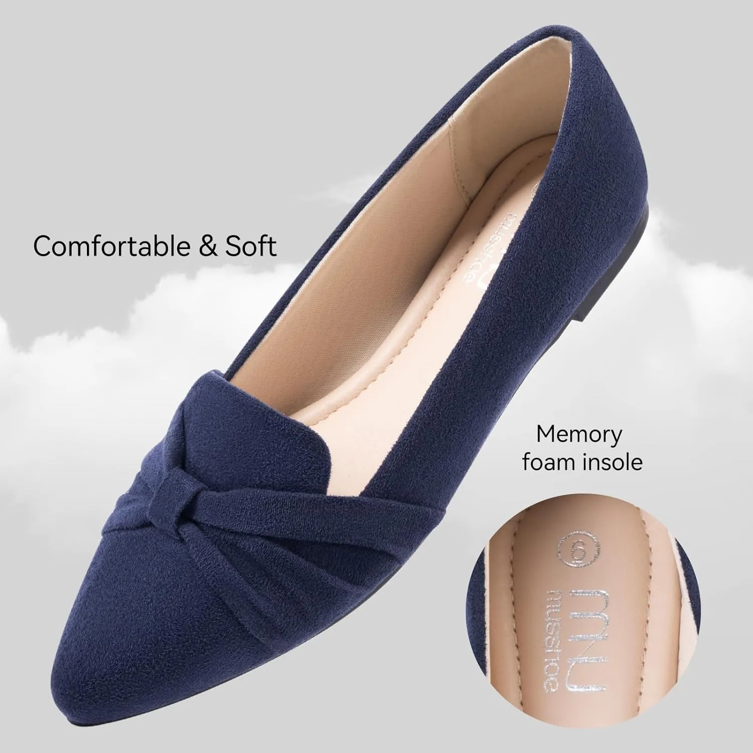 MUSSHOE Flat Shoes Women Comfortable Slip on Women's Flats Dress Shoes for Women