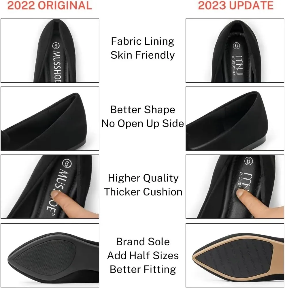 MUSSHOE Flat Shoes Women Comfortable Slip on Women's Flats Dress Shoes for Women