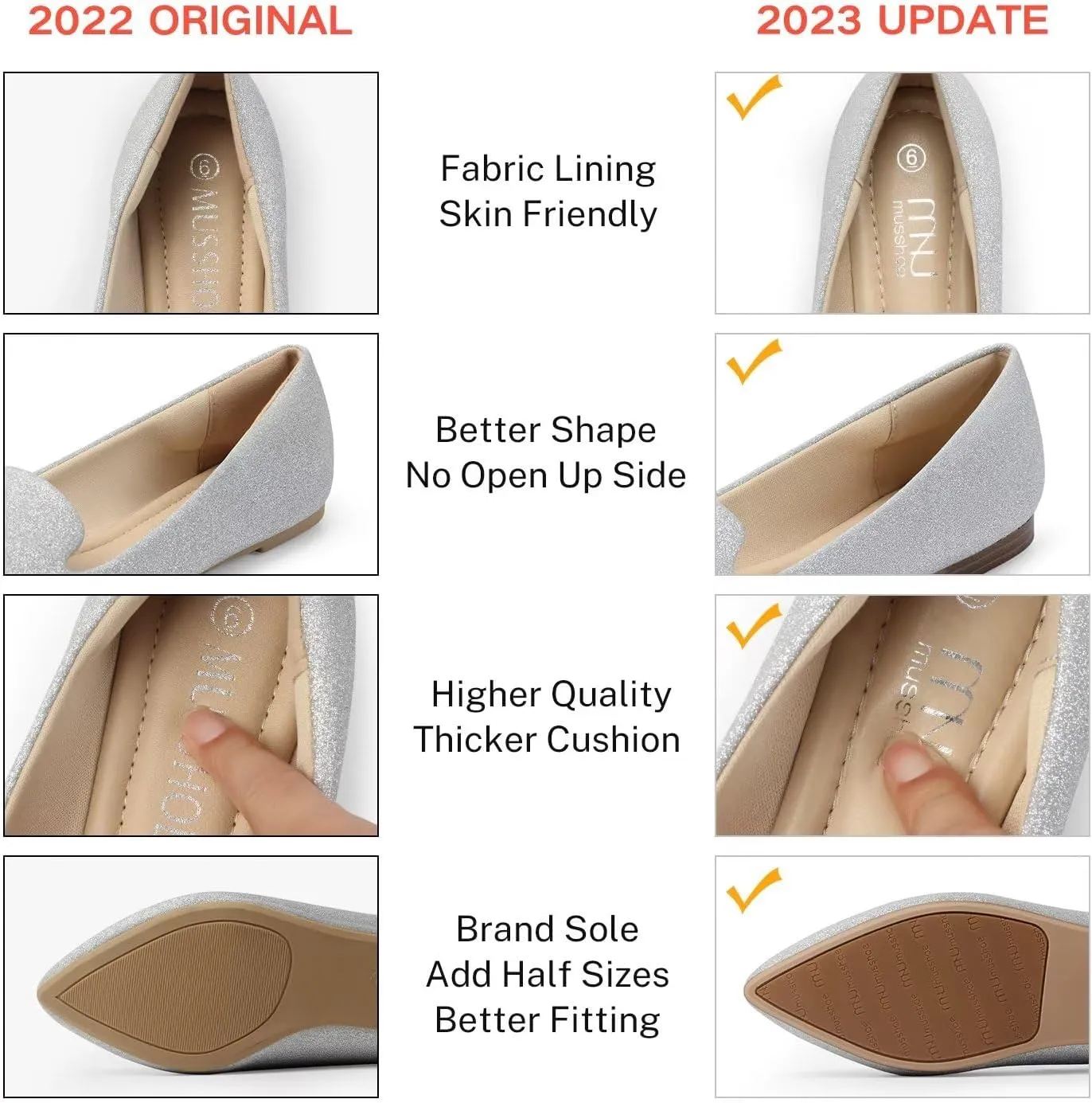 MUSSHOE Flat Shoes Women Comfortable Slip on Women's Flats