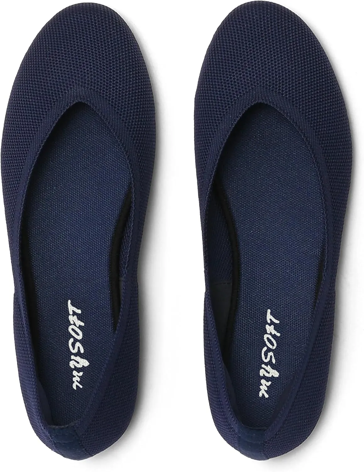 mysoft Women's Ballet Flats Round Toe Comfortable Lightweight Mesh Knit Ballerina Slip On Walking Flat Dress Shoes (Wide Width/Medium)