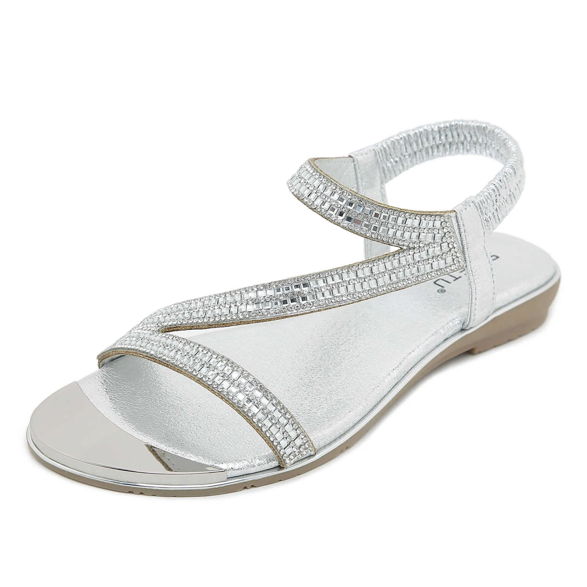 Nanccy Comfortable Flat Bottom Rhinestone Sandals